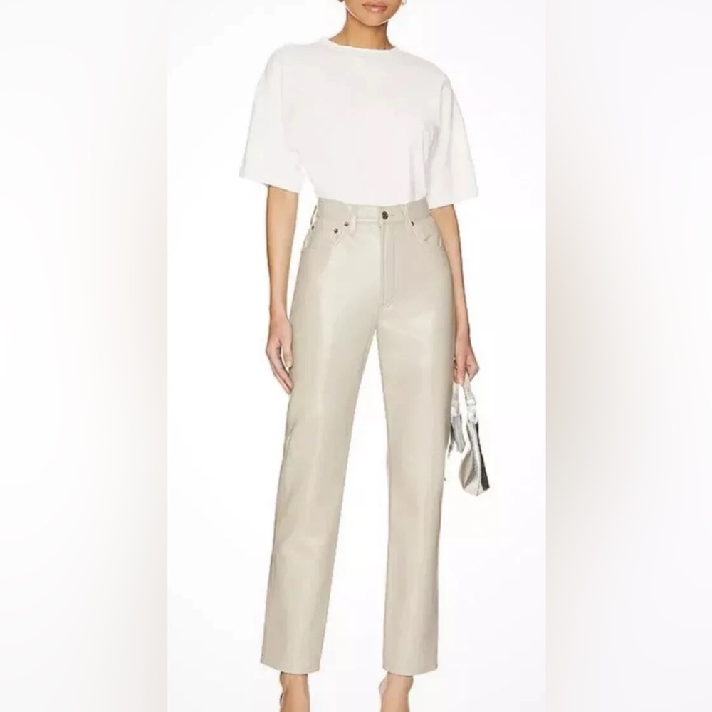 Agolde Straight Leg Pants in Light Beige